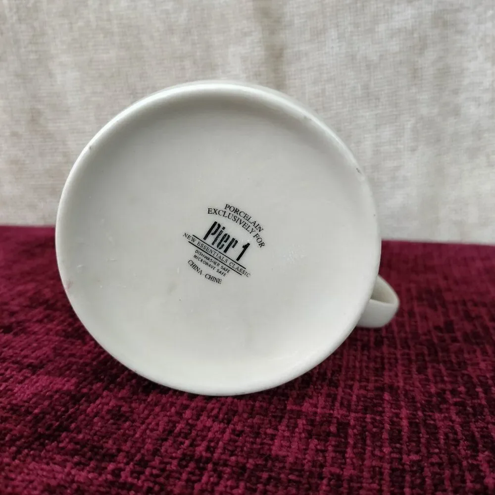 Set of 2 Pier 1 Imports White Porcelain Coffee Mugs New Essential Classic